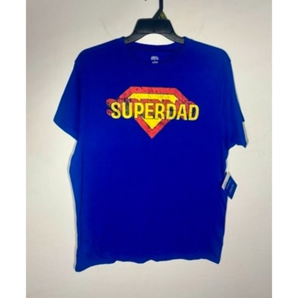 NWT SuperDad Graphic T-Shirt Men's XL Blue Father's Day Superhero Tee